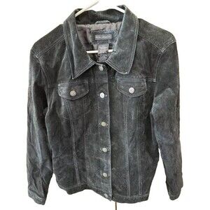 For Joseph Black Suede Buttons Jacket M Vintage Collared Pockets Lined